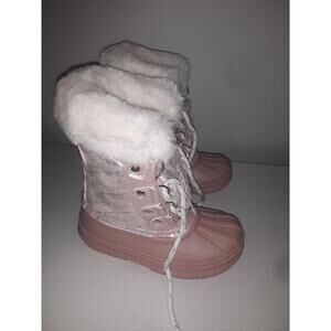 LONDON FOG  Winter WARM SNOW BOOTS Kid size 9  "enfield" shiny Blush pink (t6)